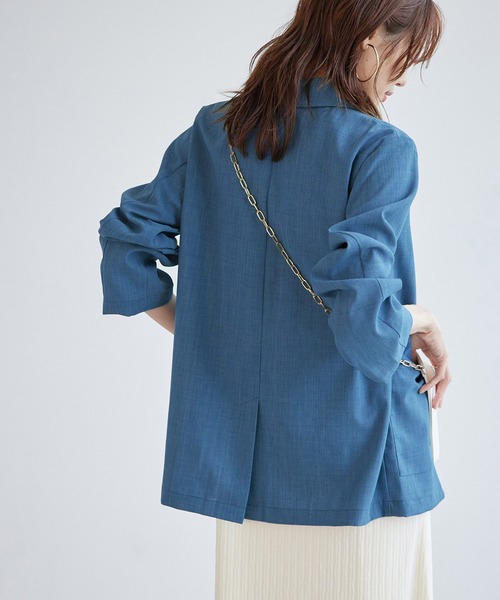ROPE' PICNIC（ロペピクニック）の「セットアップ対応/麻調シアーダブルテーラードジャケット/冷感・UVカット（テーラードジャケット・レディース・チャコールグレー/ブルー系その他4/ベージュ/ダークブラウン・38）」の21枚目の写真