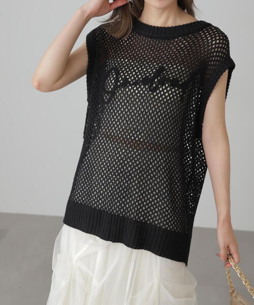 FREE'S MART(フリーズマート)の「◆メッシュロゴニットベスト(ニット/セーター・レディース・ホワイト/グレー/ブラック・FREE)」の5枚目の写真