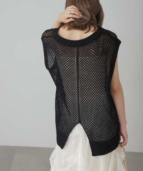 FREE'S MART(フリーズマート)の「◆メッシュロゴニットベスト(ニット/セーター・レディース・ホワイト/グレー/ブラック・FREE)」の7枚目の写真