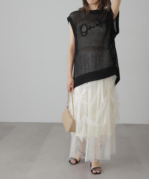 FREE'S MART(フリーズマート)の「◆メッシュロゴニットベスト(ニット/セーター・レディース・ホワイト/グレー/ブラック・FREE)」の8枚目の写真