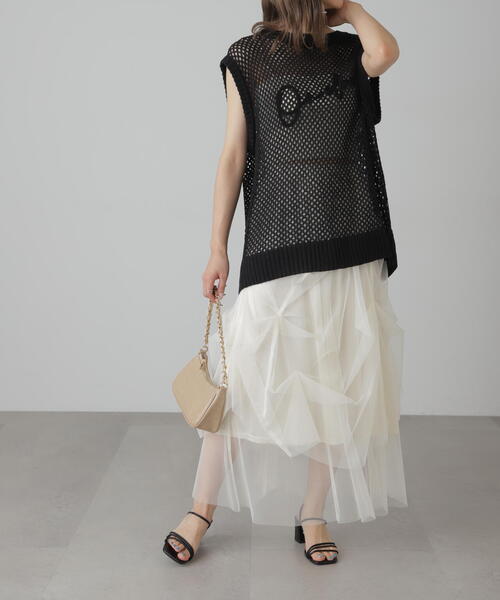 FREE'S MART(フリーズマート)の「◆メッシュロゴニットベスト(ニット/セーター・レディース・ホワイト/グレー/ブラック・FREE)」の9枚目の写真