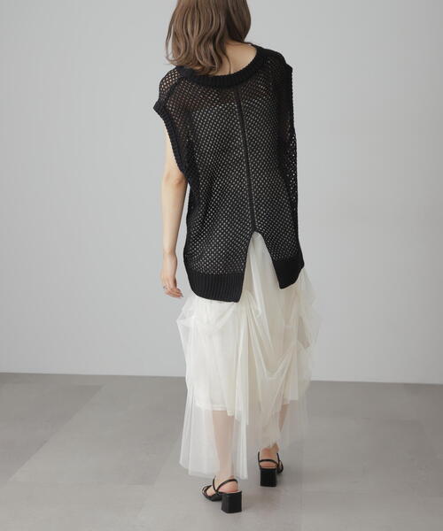 FREE'S MART(フリーズマート)の「◆メッシュロゴニットベスト(ニット/セーター・レディース・ホワイト/グレー/ブラック・FREE)」の11枚目の写真