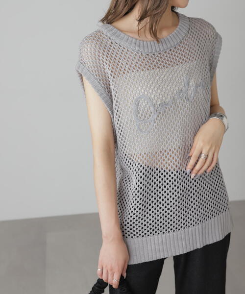 FREE'S MART(フリーズマート)の「◆メッシュロゴニットベスト(ニット/セーター・レディース・ホワイト/グレー/ブラック・FREE)」の14枚目の写真