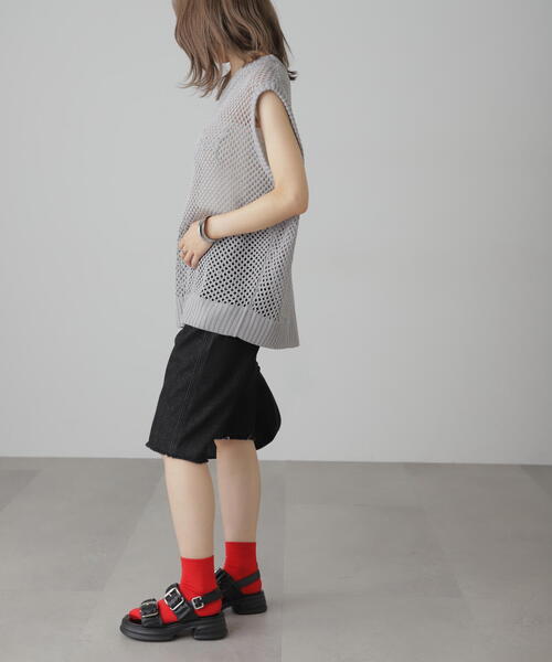 FREE'S MART(フリーズマート)の「◆メッシュロゴニットベスト(ニット/セーター・レディース・ホワイト/グレー/ブラック・FREE)」の19枚目の写真