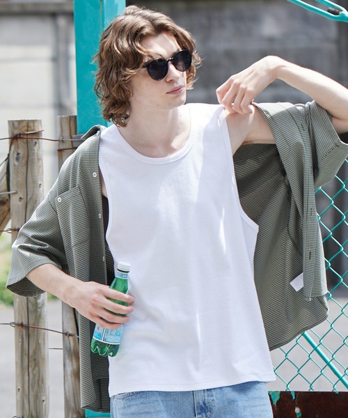 coca（coca）（コカ）の「メンズ リブタンクトップ（タンクトップ・メンズ・ライトグレー/ホワイト/ネイビー/ブラック・S/L/M）」の2枚目の写真