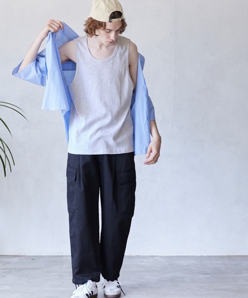 coca（coca）（コカ）の「メンズ リブタンクトップ（タンクトップ・メンズ・ライトグレー/ホワイト/ネイビー/ブラック・S/L/M）」の5枚目の写真