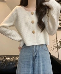 ケーブル ニット」に該当するカーディガン/ボレロ（ホワイト