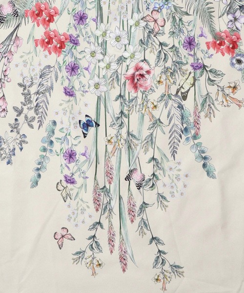 iS ScoLar(イズスカラー)の「542261:花蝶柄プリント×お花フロッキーチュール切替チュニック(Tシャツ/カットソー・レディース・グレー/アイボリー/ブラック・M)」の9枚目の写真
