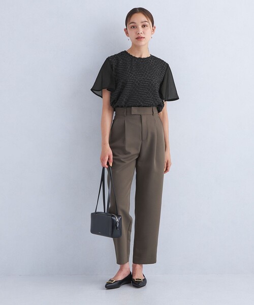 green label relaxing（グリーンレーベルリラクシング）の「フリンジ ジャカード ブラウス（シャツ/ブラウス・レディース・ダークグレー/ホワイト・FREE）」の3枚目の写真