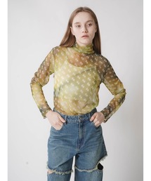 :ETHROF（イーサオブ）の「GRAPHIC PRINT SHEER TOPS（Tシャツ/カットソー）」