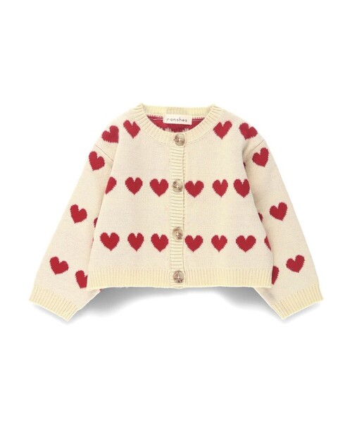 BRANSHES（ブランシェス）の「【ベビー】ハート総柄カーディガン（その他ベビー用品・キッズ・アイボリー・FREE）」の2枚目の写真