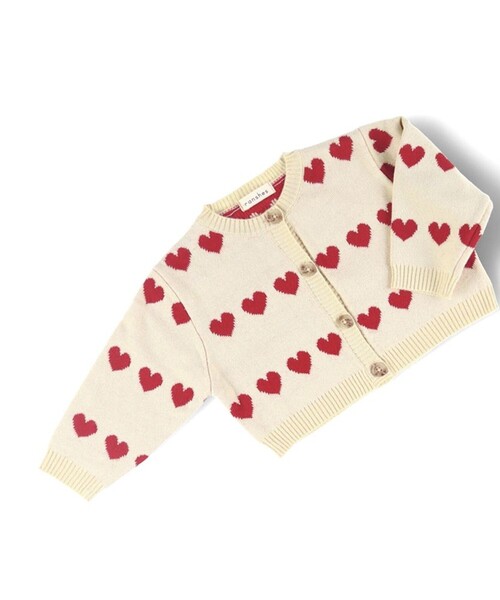 BRANSHES（ブランシェス）の「【ベビー】ハート総柄カーディガン（その他ベビー用品・キッズ・アイボリー・FREE）」の4枚目の写真