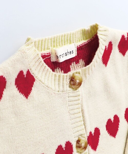 BRANSHES（ブランシェス）の「【ベビー】ハート総柄カーディガン（その他ベビー用品・キッズ・アイボリー・FREE）」の5枚目の写真