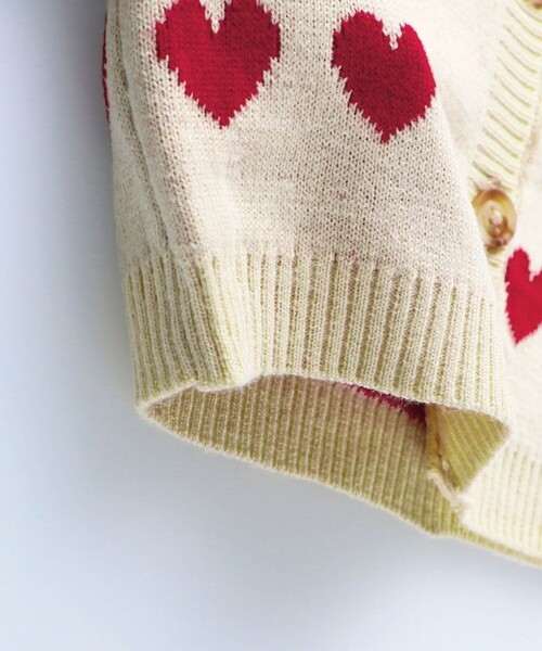 BRANSHES（ブランシェス）の「【ベビー】ハート総柄カーディガン（その他ベビー用品・キッズ・アイボリー・FREE）」の7枚目の写真