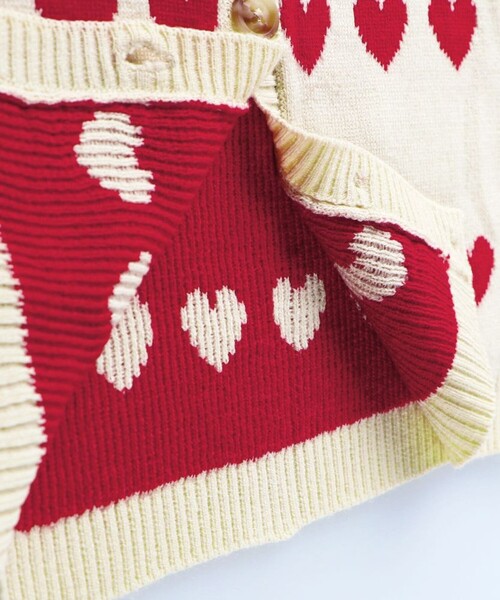 BRANSHES（ブランシェス）の「【ベビー】ハート総柄カーディガン（その他ベビー用品・キッズ・アイボリー・FREE）」の8枚目の写真