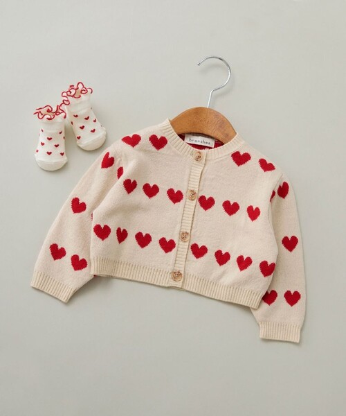 BRANSHES（ブランシェス）の「【ベビー】ハート総柄カーディガン（その他ベビー用品・キッズ・アイボリー・FREE）」の9枚目の写真