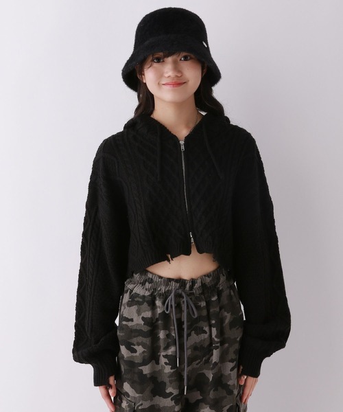 repipi armario（レピピ アルマリオ）の「ダメージニットショートパーカー（パーカー・キッズ・グレー/アイボリー/ブラック・SMALL/MEDIUM/LARGE）」の7枚目の写真