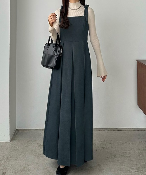 【セール】薄手コーデュロイプリーツキャミワンピース（ワンピース）｜callautia（カラウティア）