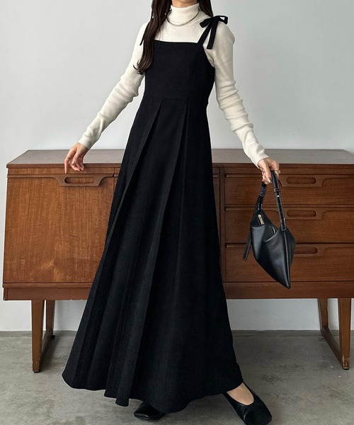 【セール】薄手コーデュロイプリーツキャミワンピース（ワンピース）｜callautia（カラウティア）