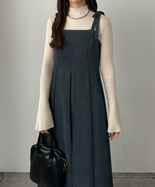 【セール】薄手コーデュロイプリーツキャミワンピース（ワンピース）｜callautia（カラウティア）