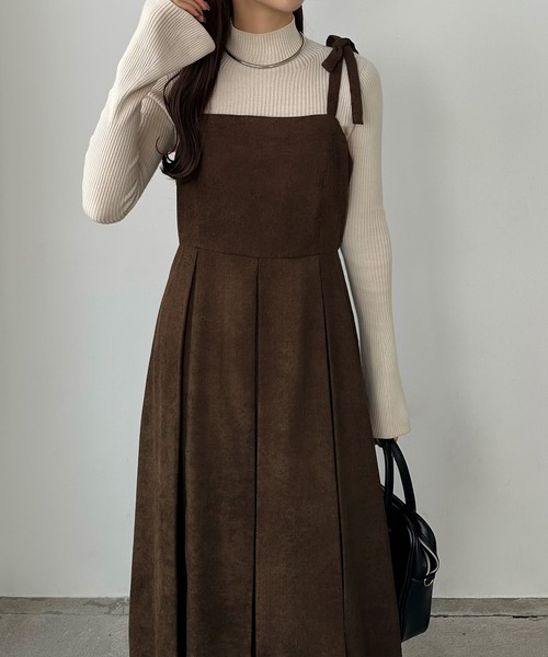 【セール】薄手コーデュロイプリーツキャミワンピース（ワンピース）｜callautia（カラウティア）