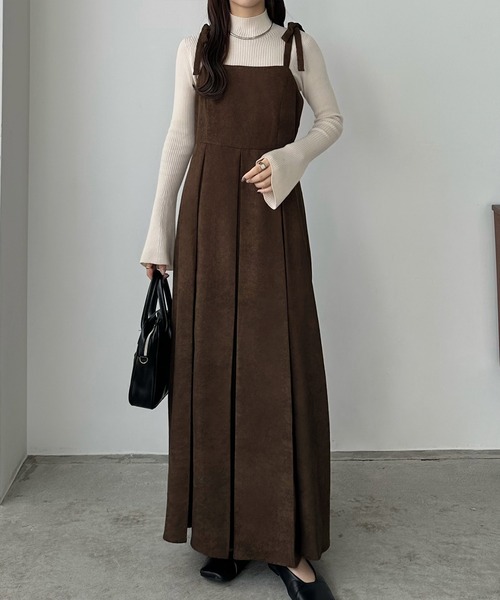 【セール】薄手コーデュロイプリーツキャミワンピース（ワンピース）｜callautia（カラウティア）