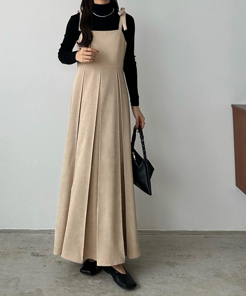 【セール】薄手コーデュロイプリーツキャミワンピース（ワンピース）｜callautia（カラウティア）