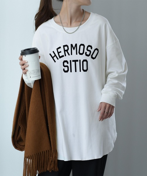 HUG.U(ハグユー)の「ロゴ「大人お洒落ロンT」(Tシャツ/カットソー・レディース・ブラック/ホワイト/ダークグレー・FREE)」の1枚目の写真