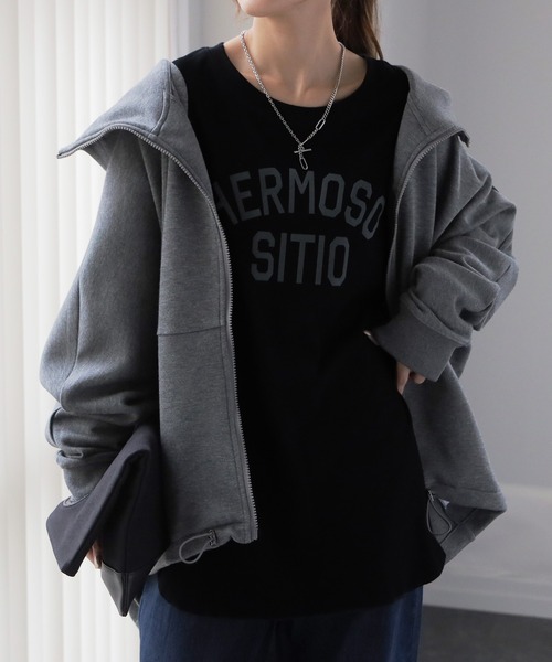 HUG.U(ハグユー)の「ロゴ「大人お洒落ロンT」(Tシャツ/カットソー・レディース・ブラック/ホワイト/ダークグレー・FREE)」の2枚目の写真