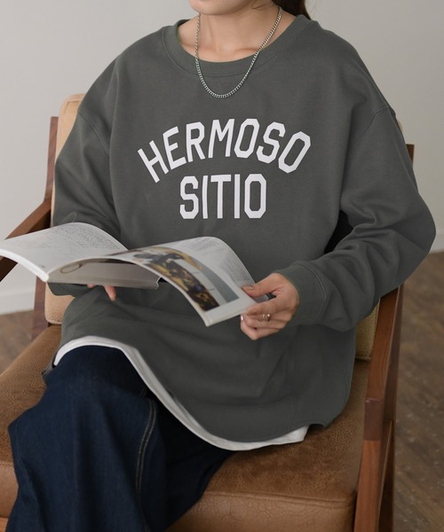 HUG.U(ハグユー)の「ロゴ「大人お洒落ロンT」(Tシャツ/カットソー・レディース・ブラック/ホワイト/ダークグレー・FREE)」の8枚目の写真