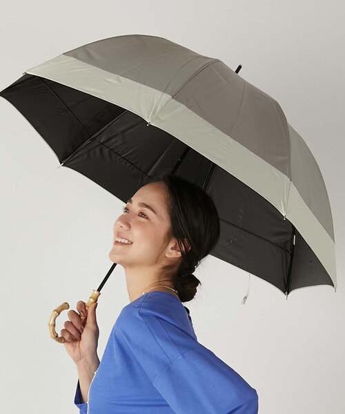 MELROSE claire(メルローズ クレール)の「《WEB限定》【because/ビコーズ】晴雨兼用 バイカラーの傘(長傘・レディース・グレー/ブラック・FREE)」の1枚目の写真
