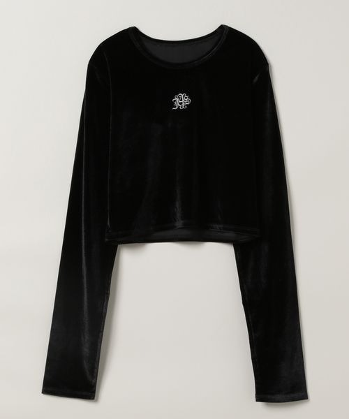 JEANASIS（ジーナシス）の「シアーベロアシシュウクロップドTEE/149549（Tシャツ/カットソー・レディース・オフホワイト/ブラック/グレー系その他・FREE）」の3枚目の写真