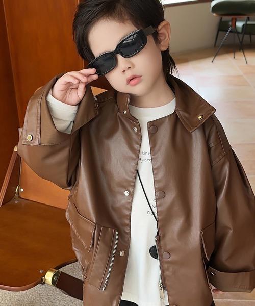 aimoha(アイモハ)の「【aimoha-KIDS-】PUレザージャケット(その他アウター・キッズ・ブラック/チョコ・110/120/130/140/150)」の7枚目の写真