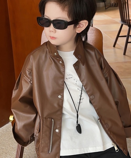 aimoha(アイモハ)の「【aimoha-KIDS-】PUレザージャケット(その他アウター・キッズ・ブラック/チョコ・110/120/130/140/150)」の8枚目の写真