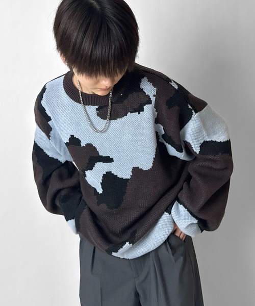 セール】バルーンスリーブ 多色迷彩柄 煙柄ジャガード ビッグ