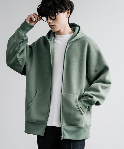 Rocky Monroe（ロッキーモンロー）の「オーバーサイズ ヘビーウェイト裏起毛フルジップパーカー（パーカー・メンズ・オートミール/チャコール/グリーン/ライトブラウン/ブラック・M/L/LL）」の5枚目の写真