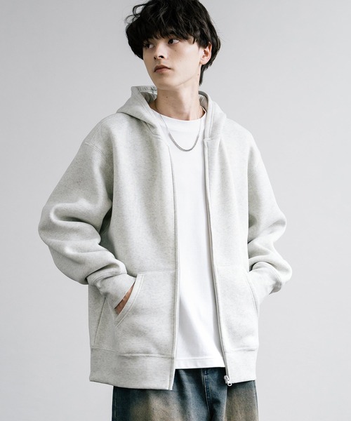 Rocky Monroe（ロッキーモンロー）の「オーバーサイズ ヘビーウェイト裏起毛フルジップパーカー（パーカー・メンズ・オートミール/チャコール/グリーン/ライトブラウン/ブラック・M/L/LL）」の8枚目の写真