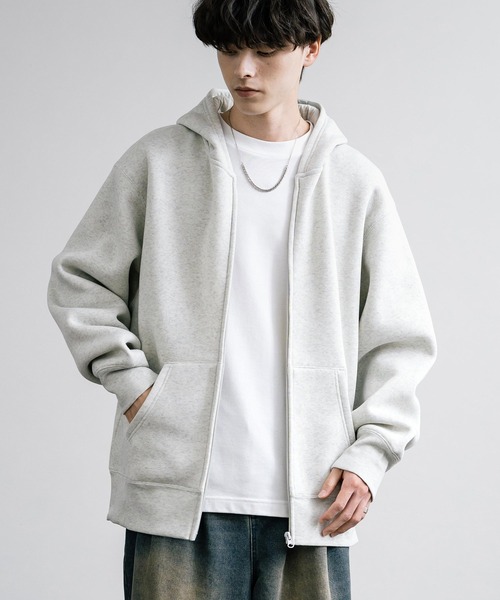 Rocky Monroe（ロッキーモンロー）の「オーバーサイズ ヘビーウェイト裏起毛フルジップパーカー（パーカー・メンズ・オートミール/チャコール/グリーン/ライトブラウン/ブラック・M/L/LL）」の9枚目の写真