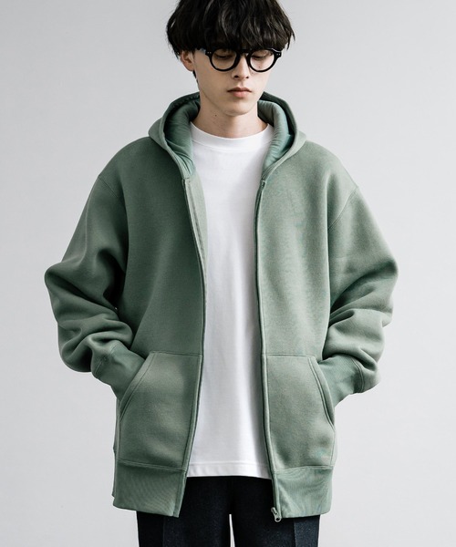 Rocky Monroe（ロッキーモンロー）の「オーバーサイズ ヘビーウェイト裏起毛フルジップパーカー（パーカー・メンズ・オートミール/チャコール/グリーン/ライトブラウン/ブラック・M/L/LL）」の12枚目の写真