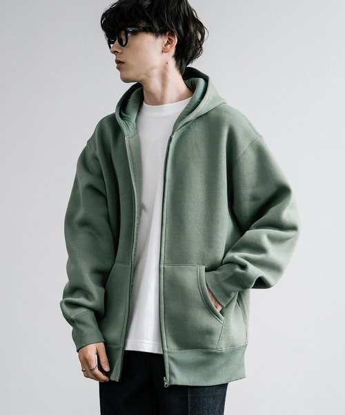 Rocky Monroe（ロッキーモンロー）の「オーバーサイズ ヘビーウェイト裏起毛フルジップパーカー（パーカー・メンズ・オートミール/チャコール/グリーン/ライトブラウン/ブラック・M/L/LL）」の13枚目の写真