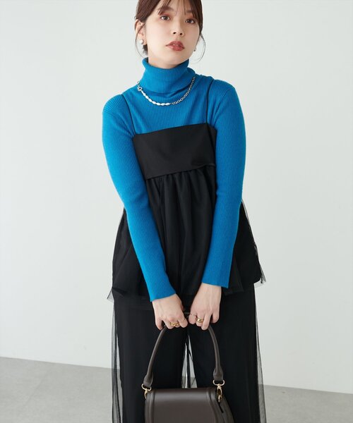 natural couture(ナチュラルクチュール)の「T/Rツイルチュールキャミソール(シャツ/ブラウス・レディース・チャコールグレー/ライトベージュ/ブラック・FREE)」の9枚目の写真