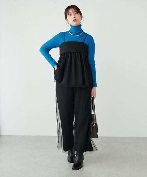natural couture(ナチュラルクチュール)の「T/Rツイルチュールキャミソール(シャツ/ブラウス・レディース・チャコールグレー/ライトベージュ/ブラック・FREE)」の10枚目の写真