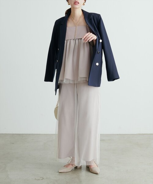natural couture(ナチュラルクチュール)の「T/Rツイルチュールキャミソール(シャツ/ブラウス・レディース・チャコールグレー/ライトベージュ/ブラック・FREE)」の22枚目の写真