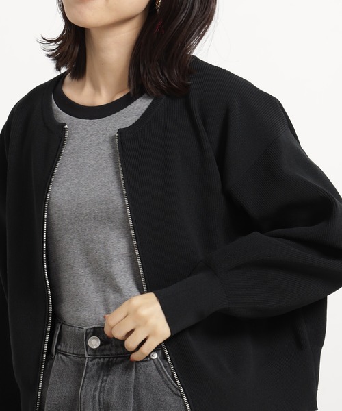 FOUND GOOD（ファウンドグッド）の「エアラクニットZIPブルゾン（ブルゾン・レディース・アイボリー/ブラック/パープル系2/グリーン系2/ブラウン系8・L/M）」の7枚目の写真