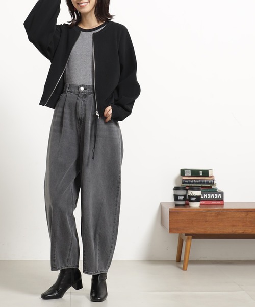 FOUND GOOD（ファウンドグッド）の「エアラクニットZIPブルゾン（ブルゾン・レディース・アイボリー/ブラック/パープル系2/グリーン系2/ブラウン系8・L/M）」の9枚目の写真