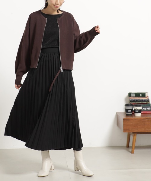 FOUND GOOD（ファウンドグッド）の「エアラクニットZIPブルゾン（ブルゾン・レディース・アイボリー/ブラック/パープル系2/グリーン系2/ブラウン系8・L/M）」の10枚目の写真