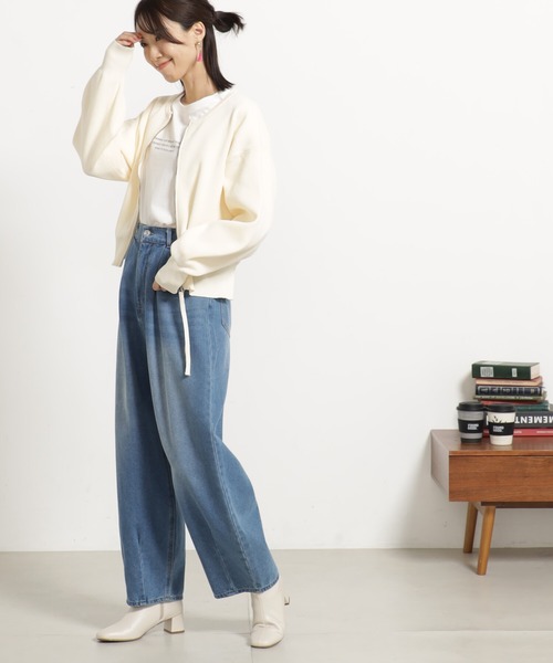 FOUND GOOD（ファウンドグッド）の「エアラクニットZIPブルゾン（ブルゾン・レディース・アイボリー/ブラック/パープル系2/グリーン系2/ブラウン系8・L/M）」の14枚目の写真