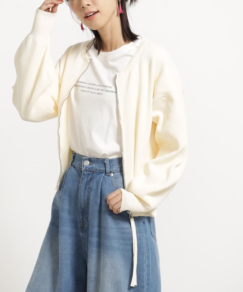 FOUND GOOD（ファウンドグッド）の「エアラクニットZIPブルゾン（ブルゾン・レディース・アイボリー/ブラック/パープル系2/グリーン系2/ブラウン系8・L/M）」の15枚目の写真