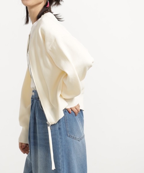 FOUND GOOD（ファウンドグッド）の「エアラクニットZIPブルゾン（ブルゾン・レディース・アイボリー/ブラック/パープル系2/グリーン系2/ブラウン系8・L/M）」の16枚目の写真