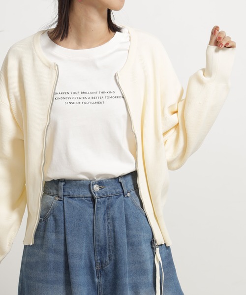 FOUND GOOD（ファウンドグッド）の「エアラクニットZIPブルゾン（ブルゾン・レディース・アイボリー/ブラック/パープル系2/グリーン系2/ブラウン系8・L/M）」の17枚目の写真